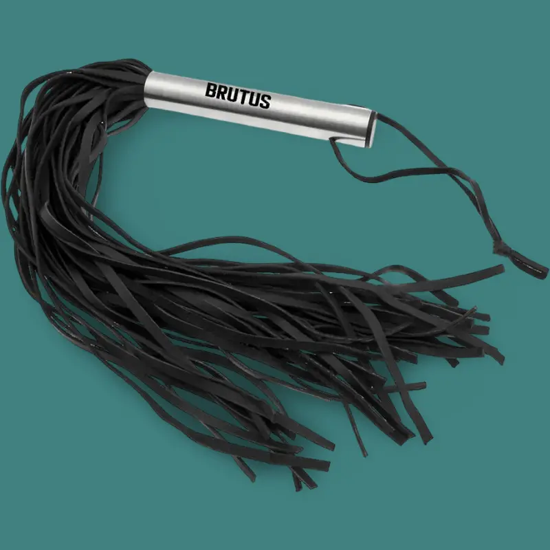 Flogger de cuero BRUTUS Large, 36 tiras, mango de acero | Dark-Ink