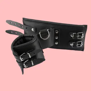DARKLINE No Chance Leather Bondage Cuffs, 20-28 cm | Dark-Ink