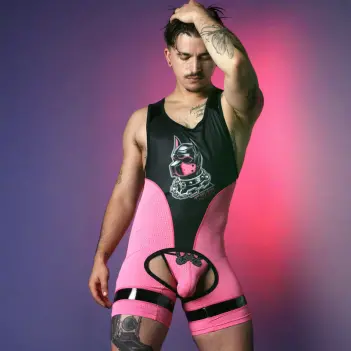 CB13 Dark Pup Jockstrap Pink, pinkes Mesh, Pup Play | Dark-Ink