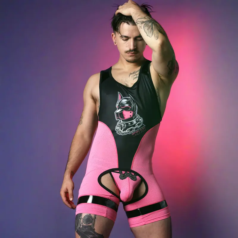 CB13 Dark Pup Jockstrap Pink, pinkes Mesh, Pup Play | Dark-Ink