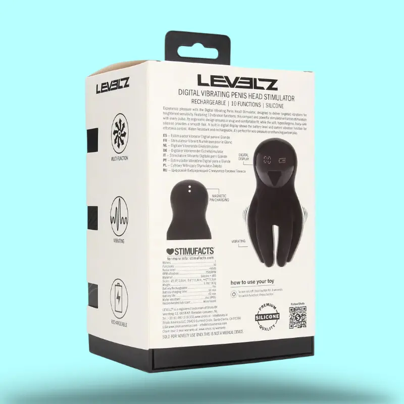LEVELZ Glans Stimulator Vibrating Silicone Digital Display | Dark-Ink