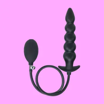 LEVELZ Beaded Inflatable Anal Plug Body-Safe Silicone | Dark-Ink