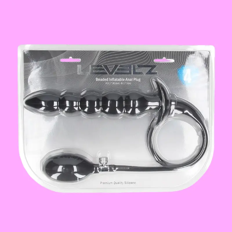 LEVELZ Beaded Inflatable Anal Plug Body-Safe Silicone | Dark-Ink