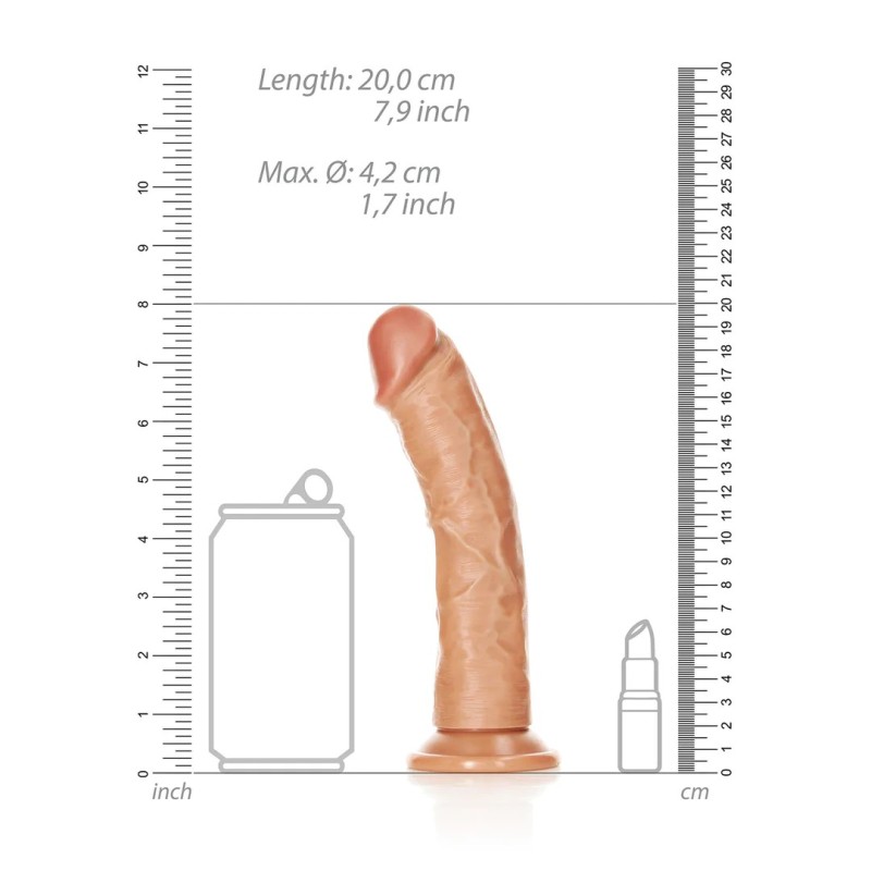 Curved Realistic Dildo with Suction Cup Tan