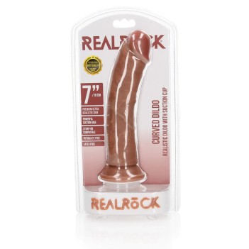 Curved Realistic Dildo with Suction Cup Tan