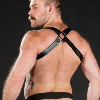 Mr S Leather Hunter Harness 2.0, wider straps one size | Dark-Ink