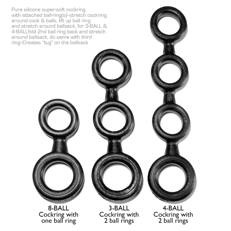 Oxballs 3-BALL Cockring mit Hodenring, Platinum-Silikon | Dark-Ink