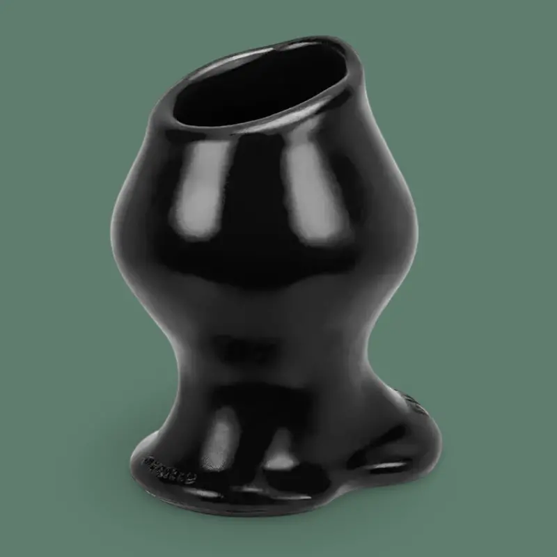 Oxballs Pighole FF Hollow Butt Plug, 3.5" wide, silicone | Dark-Ink