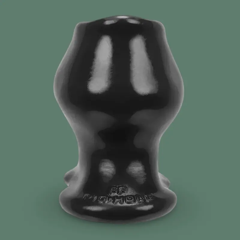 Oxballs Pighole FF Hollow Butt Plug, 3.5" wide, silicone | Dark-Ink