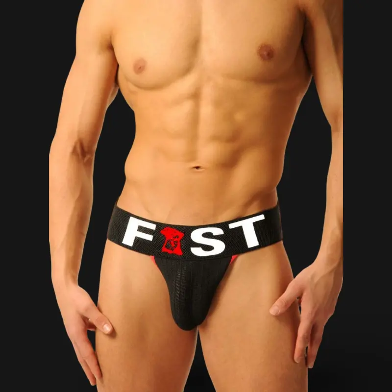 FIST UK Logo Jock Black, Nylon-Rubber Pouch, 65 mm Band | Dark-Ink