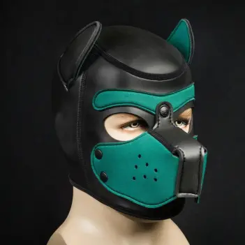 Neopren Puppy Hood Mr S Leather, Hunter Green | Dark-Ink