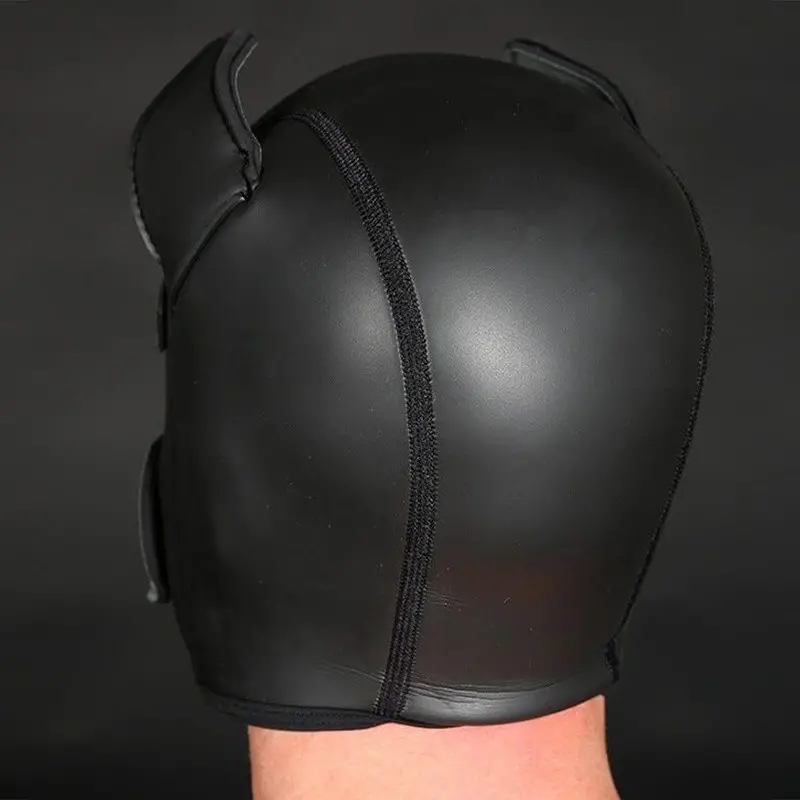 Hunter Green Neoprene Puppy Hood Mr S Leather, snap muzzle | Dark-Ink