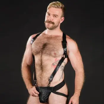 Harnais cuir Hunter 2.0 Mr S Leather, lanières larges | Dark-Ink