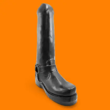 Oxballs Bootboy Bikerstiefel-Dildo, 39 cm Platin-Silikon | Dark-Ink