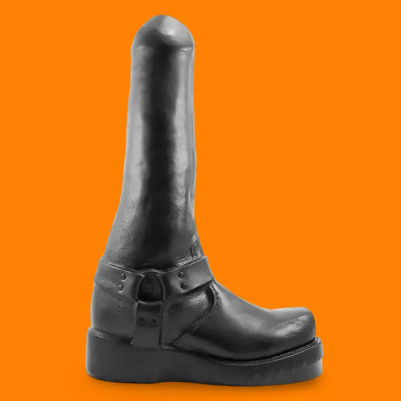 Oxballs Bootboy Bikerstiefel-Dildo, 39 cm Platin-Silikon | Dark-Ink