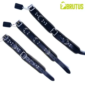 BRUTUS Black/Black Leather Collar, full black | Dark-Ink