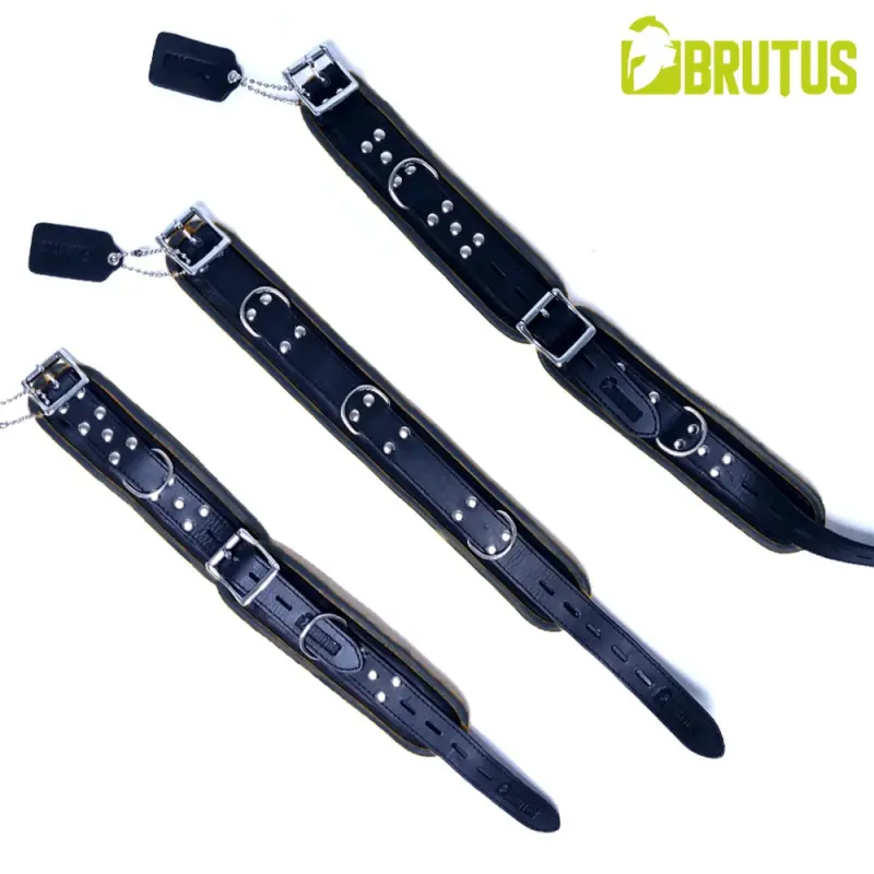Collar de cuero BRUTUS Black/Black, negro total | Dark-Ink