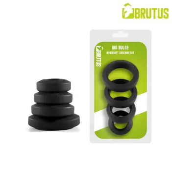 BRUTUS Big Bulge Silicone Cock Ring Set, 4 sizes | Dark-Ink