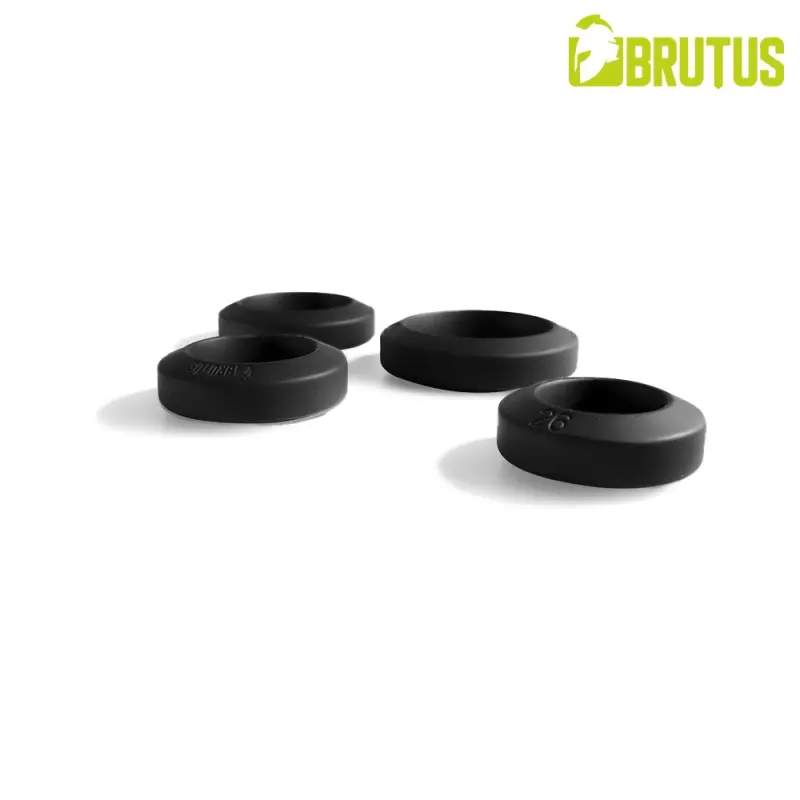 Cockring set BRUTUS Big Bulge silicona HyperSoft, 4 tallas | Dark-Ink