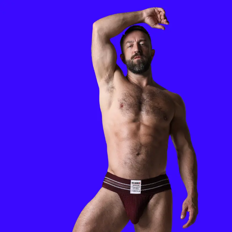 CB13 Tight End 3" Jockstrap Burgundy, Mid-Rise-Streifenbund | Dark-Ink