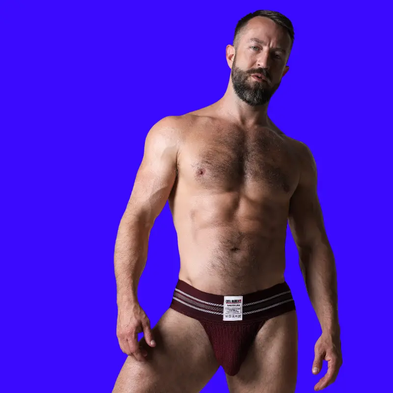 CB13 Tight End 3" Jockstrap Burgundy, Mid-Rise-Streifenbund | Dark-Ink