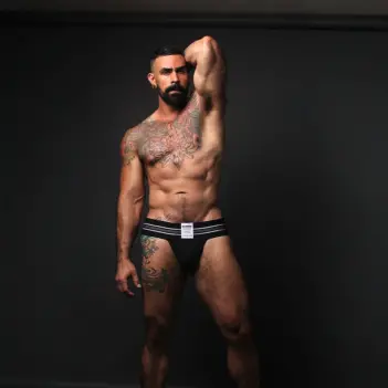 CB13 Tight End 3" Jockstrap Schwarz, breiter Streifenbund | Dark-Ink