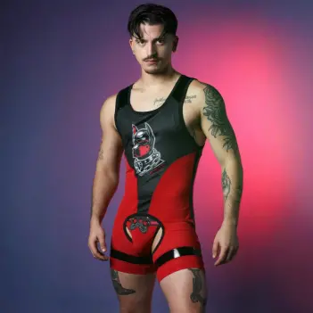CB13 Dark Pup Singlet Chaps Red, rotes Mesh | Dark-Ink