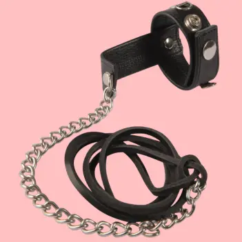 DARKLINE Cock & Ball Thong Strap, leather, rear chain | Dark-Ink