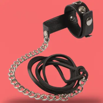 DARKLINE Cock & Ball Thong Strap, leather, rear chain | Dark-Ink