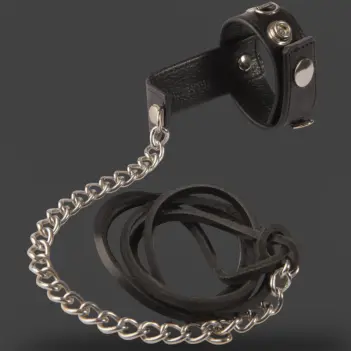 DARKLINE Cock & Ball Thong Strap, leather, rear chain | Dark-Ink