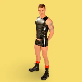 FIST UK Latex Muscle Sleeveless Shirt, Rear Logo, 4 Sizes | Dark-Ink