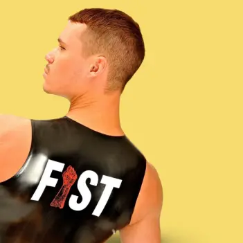 FIST UK ärmelloses Latex-Shirt Muskelschnitt, Logo Rücken | Dark-Ink