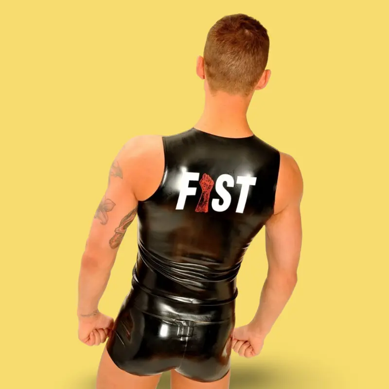 FIST UK Latex Muscle Sleeveless Shirt, Rear Logo, 4 Sizes | Dark-Ink