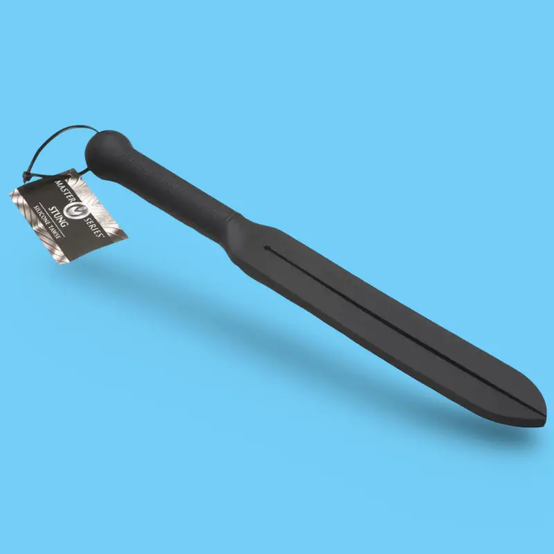 Master Series Stung Silicone Tawse, metal-core handle | Dark-Ink