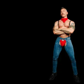 CB13 Terry Denim Chaps, offener Rücken und Schritt | Dark-Ink