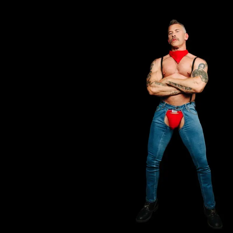 CB13 Terry Denim Chaps, offener Rücken und Schritt | Dark-Ink
