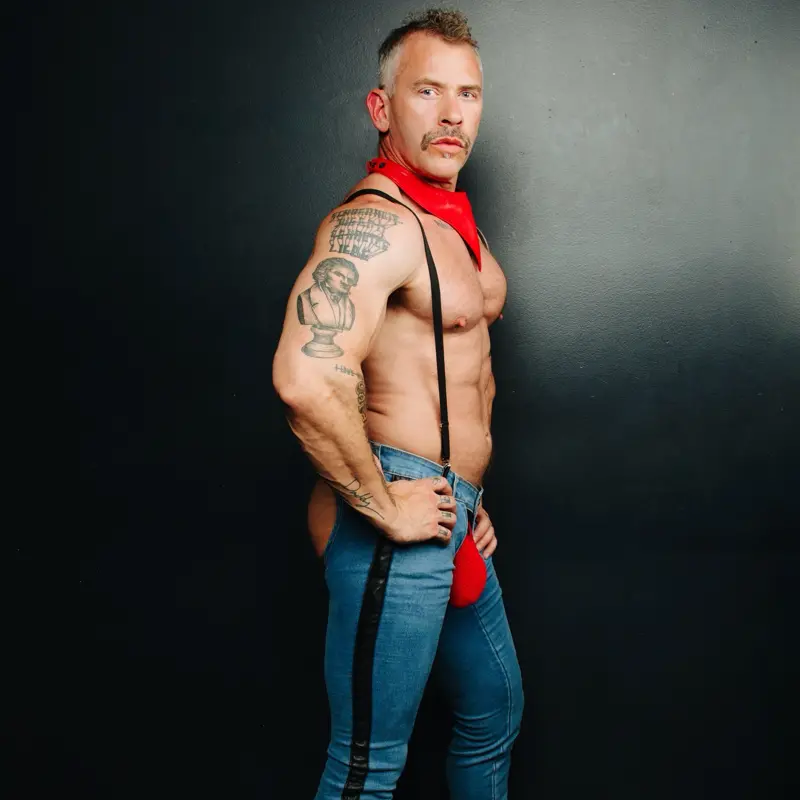 CB13 Terry Denim Chaps, offener Rücken und Schritt | Dark-Ink