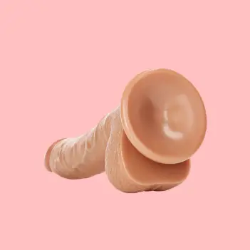 Realistic Dildo With Balls RealRock Curved Suction Cup | Dark-Ink