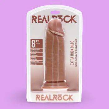 Dildo realista extra ancho RealRock sin bolas ventosa | Dark-Ink
