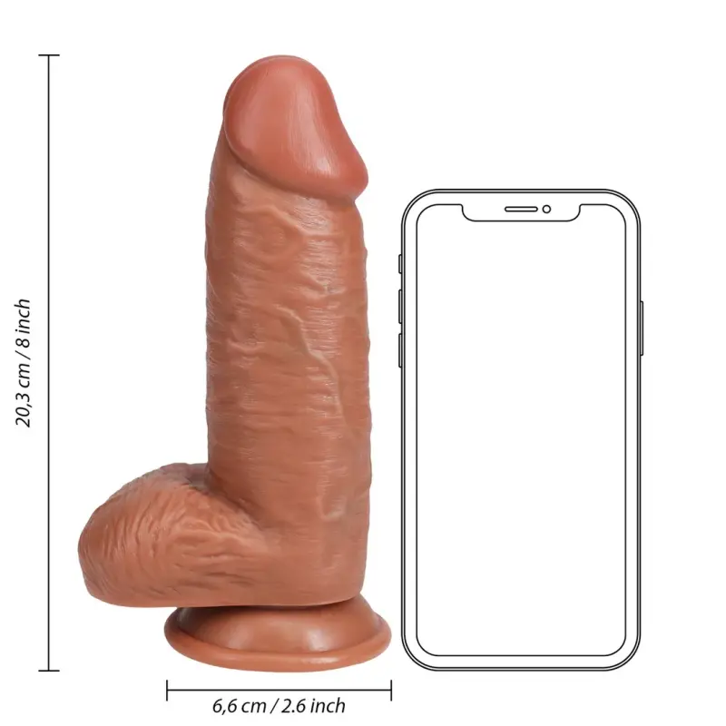 Dildo realista extra ancho con testículos RealRock ventosa | Dark-Ink