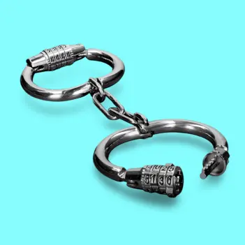 Menottes bondage DARKLINE inox, combinaison 4 chiffres | Dark-Ink
