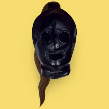 OUCH! Ponyplay Hood Brown Ponytail, Open-Face Design | Dark-Ink