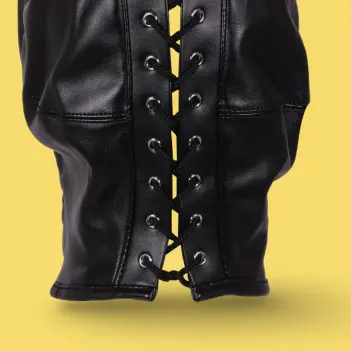 Cagoule ponyplay OUCH! queue de cheval brune, visage ouvert | Dark-Ink