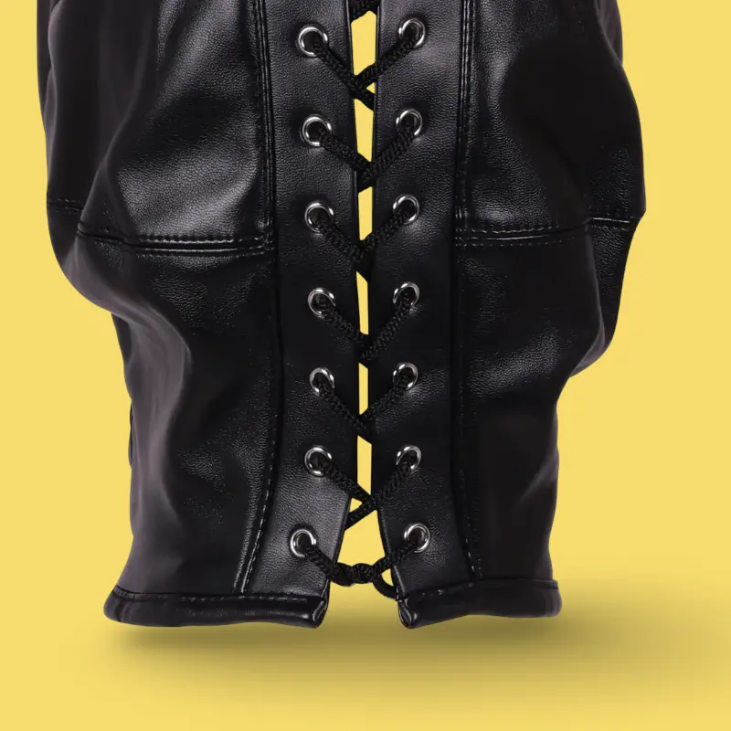 Cagoule ponyplay OUCH! queue de cheval brune, visage ouvert | Dark-Ink