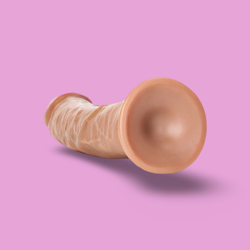 Curved Realistic Dildo with Suction Cup Tan