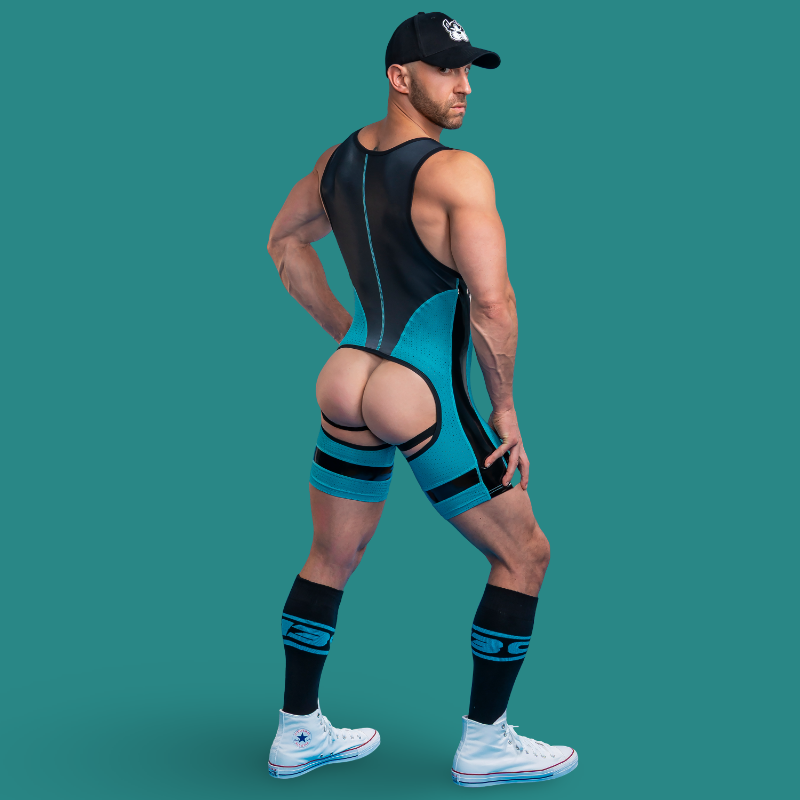 Kennel Club Dark Pup singlet chaps Turquoise