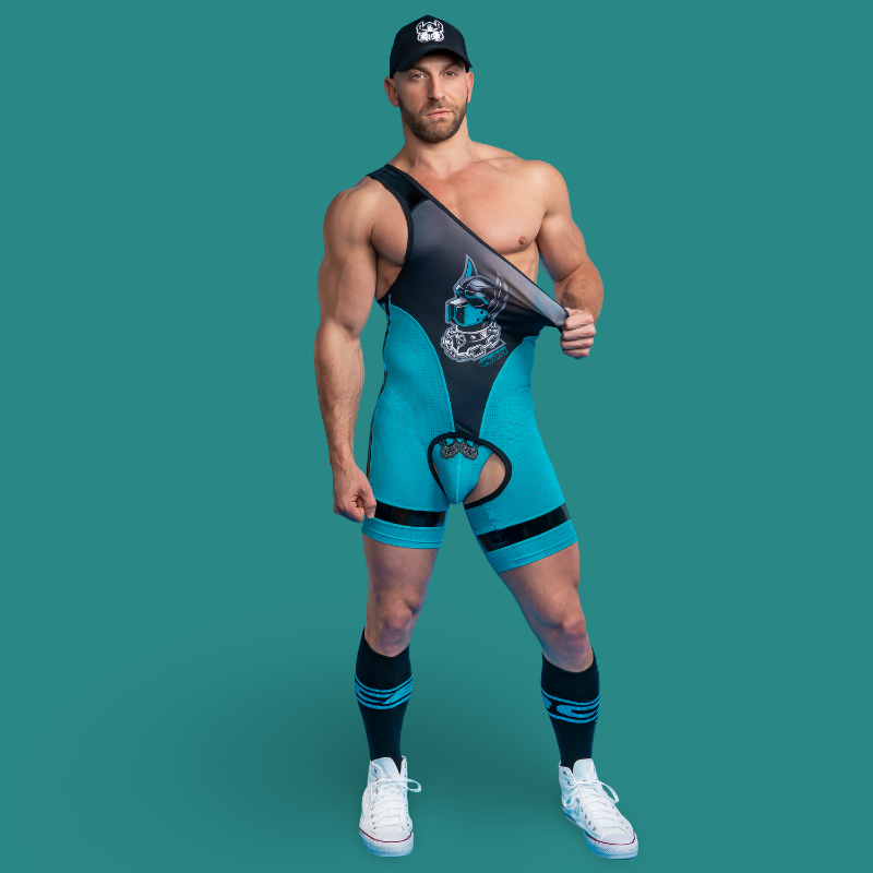 Kennel Club Dark Pup singlet chaps Turquoise