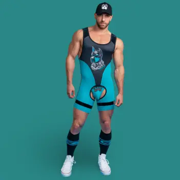 Singlet chaps Dark Pup CB13 Turquoise, espalda abierta | Dark-Ink