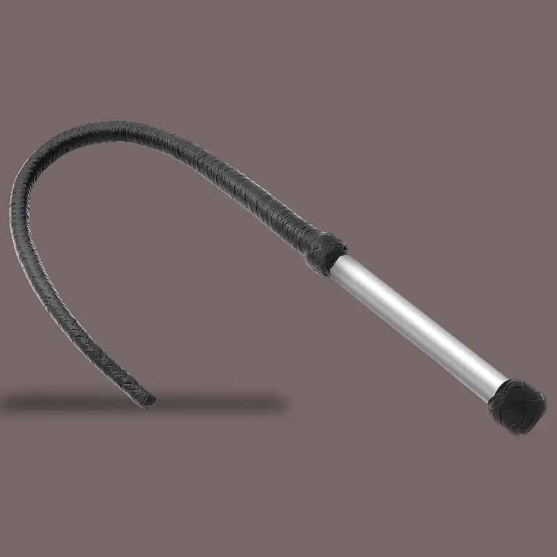 Fouet cuir DARKLINE Beast Bullwhip, manche acier inox | Dark-Ink