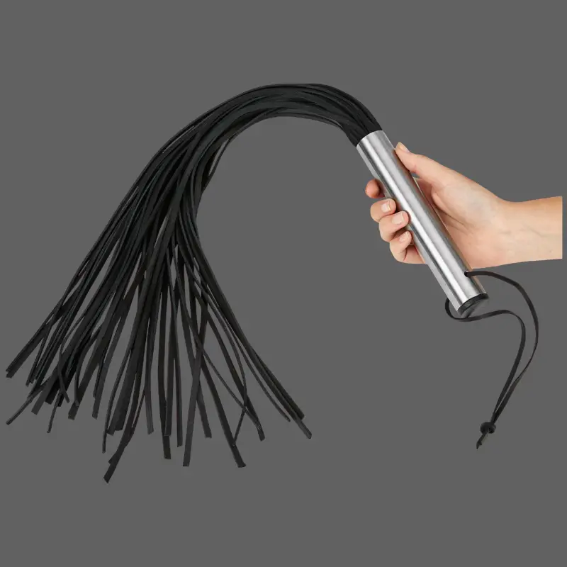 DARKLINE Brutal Love Flogger, Stahlgriff, 36 Lederriemen | Dark-Ink